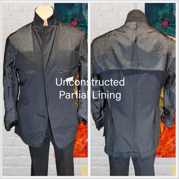 Ermenegildo Zegna 36 - 38R 30x30 Blue Brushed Cotton Suit Unconstructed 3/2 Roll - Picture 5 of 14